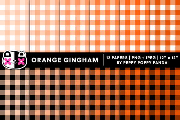 Download Orange Gingham Digital Paper - Gingham digital paper Collection