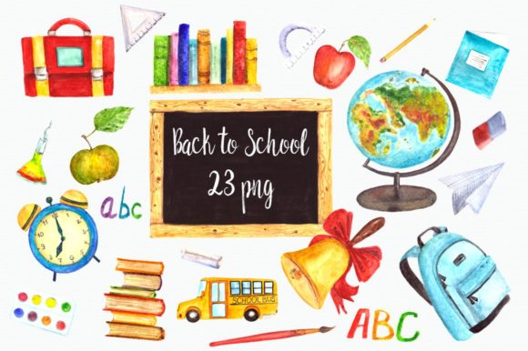 Download Watercolor Back to School Clip Art - Clip art Collection