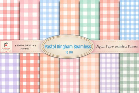 Download Pastel Gingham Digital Paper Bundle - Gingham digital paper Collection