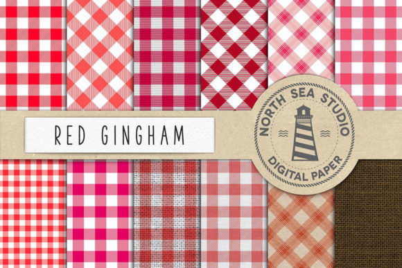 Download Red Gingham Digital Paper - Gingham digital paper Collection