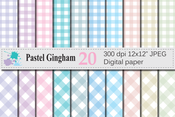 Download Pastel Gingham Digital Papers - Gingham digital paper Collection