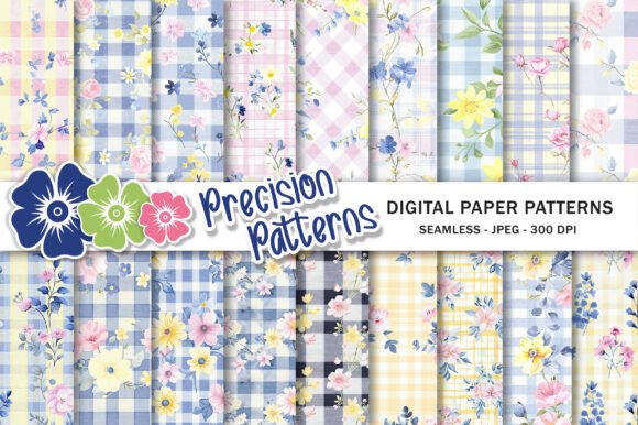 Download Floral Gingham Digital Paper - Gingham digital paper Collection