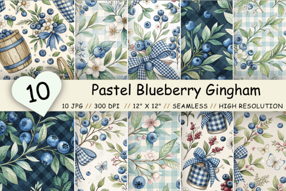 Download Pastel Blueberry Gingham Digital Paper - Gingham digital paper Collection