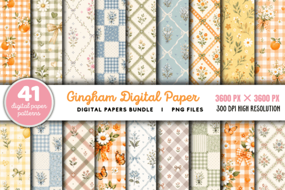 Download Gingham Digital Paper Background Bundle - Gingham digital paper Collection
